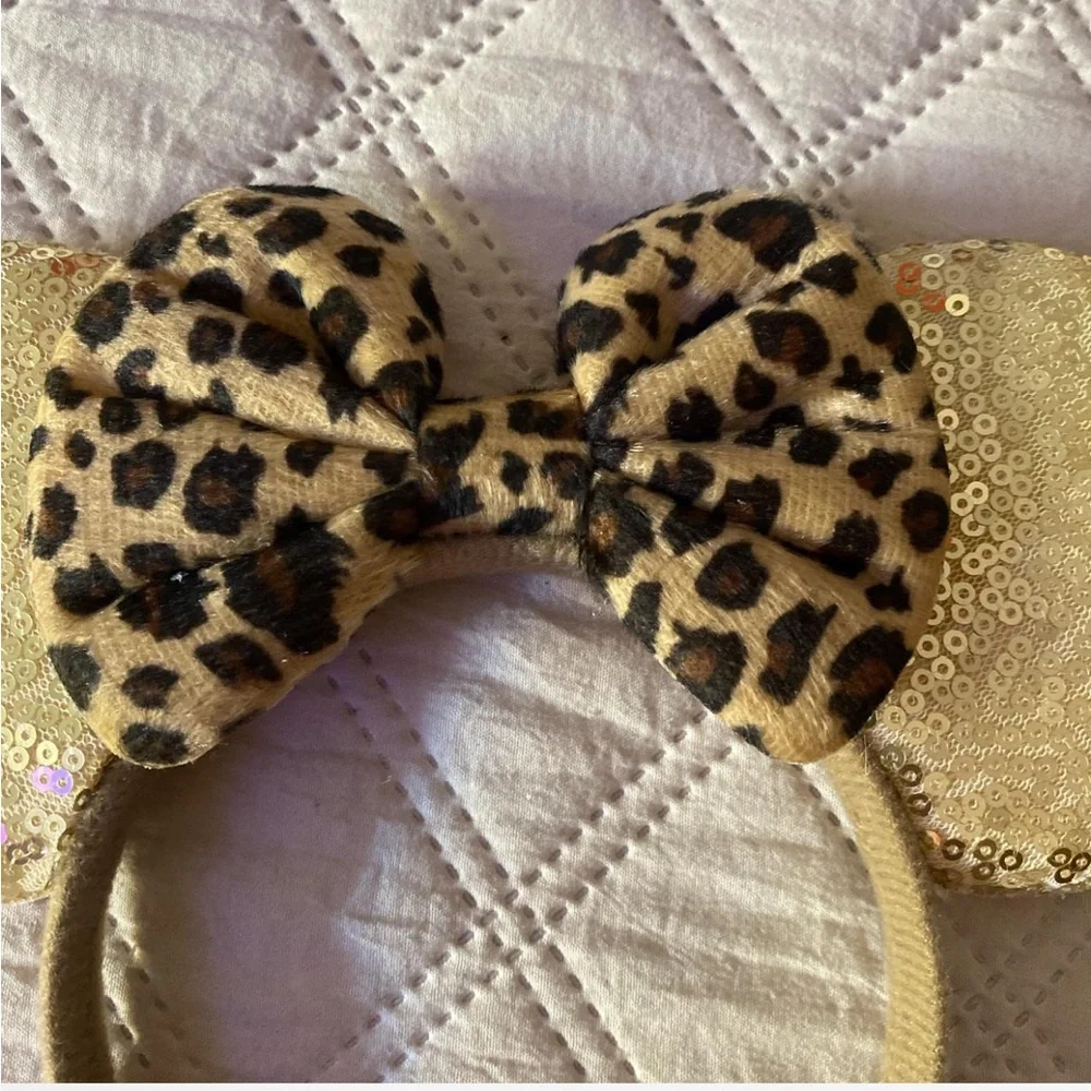 Leopard Print Bow Sequin Ears Headband